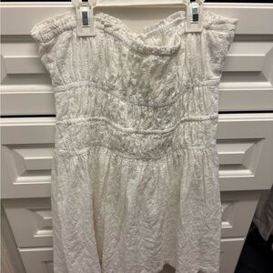 Eyelet White Strapless Dress